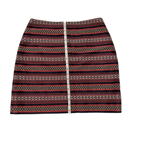 NWT Women’s Ann Taylor LOFT Navy Blue Gold Aztec Stripe Cotton Shift Skirt 8 - Picture 2 of 10
